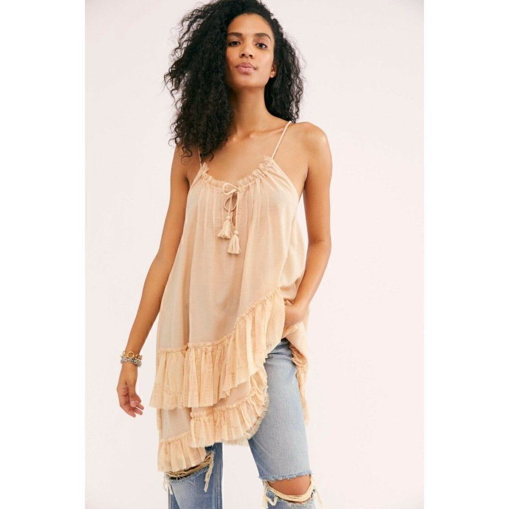 NEW FREE PEOPLE DESERT DAZE RUFFLE MINI SLP DRESS
